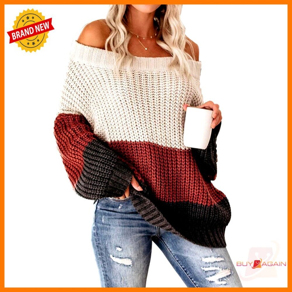 Oversized Cable Knit Sweater Chunky Pullover Off Shoulder Y2k Chic